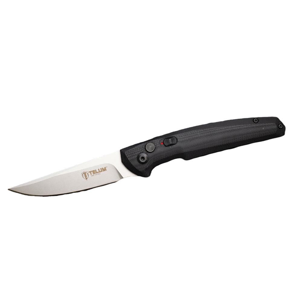 Telum Glaive Tactical Auto Open Knife 4" Drop Point G10 Handle Black