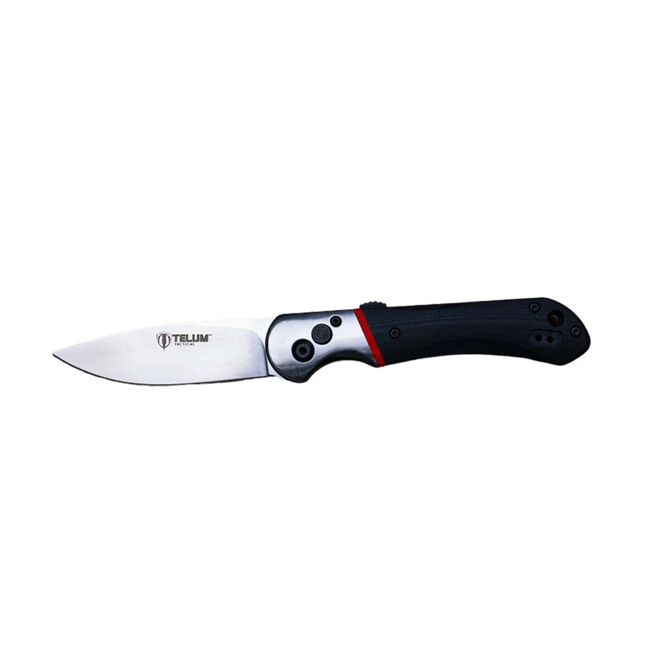 Telum Tremor 3-1/2" Drop Point Automatic Knife S35V Satin Blade Black G10 Handle