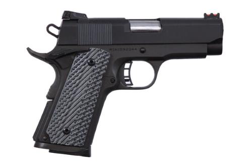 Rock Island 51479 Rock Ultra CS 45 ACP Caliber with 3.50" Barrel, 7+1 Capacity, Overall Black Parkerized Finish Steel, Beavertail Frame, Serrated Slide & Black/Gray G10 Grip