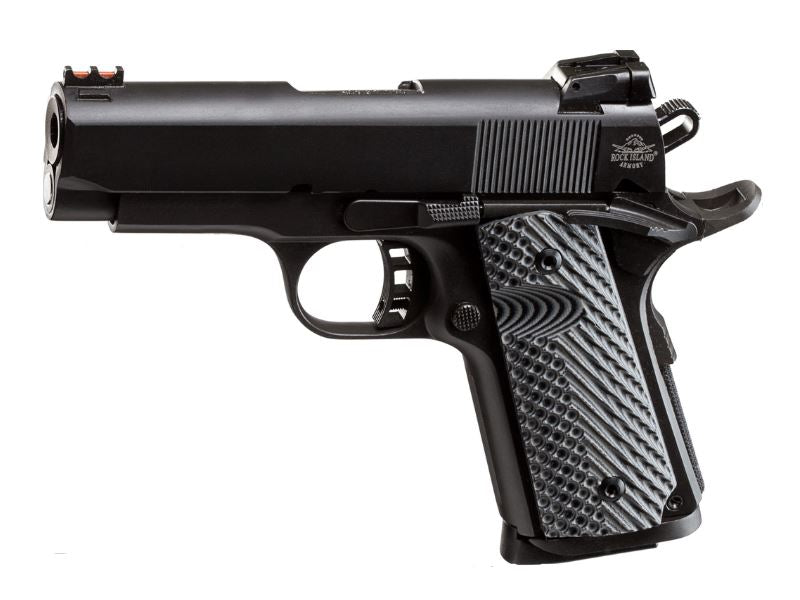 Rock Island 51585 Rock Ultra CS-L 45 ACP Caliber with 3.60" Barrel, 7+1 Capacity, Black Anodized Finish Aluminum Beavertail Frame, Serrated Black Parkerized Steel Slide & Black/Gray G10 Grip