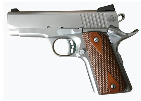 Rock Island 51868 Rock Standard CS *CA Compliant 45 ACP 3.63" 7+1 Matte Stainless Steel Frame & Slide Double Diamond Checkered Wood Grip
