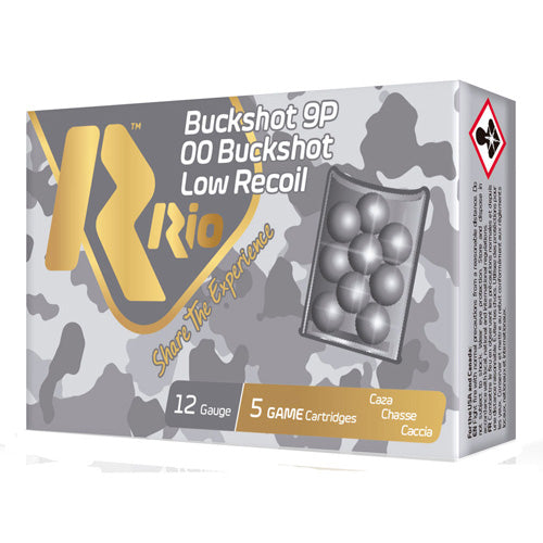 Rio Ammunition Royal Buck Low Recoil 9 Pellets Shotgun Ammo 12 Gauge 2.75 in 1-1/8 oz 00 Buck