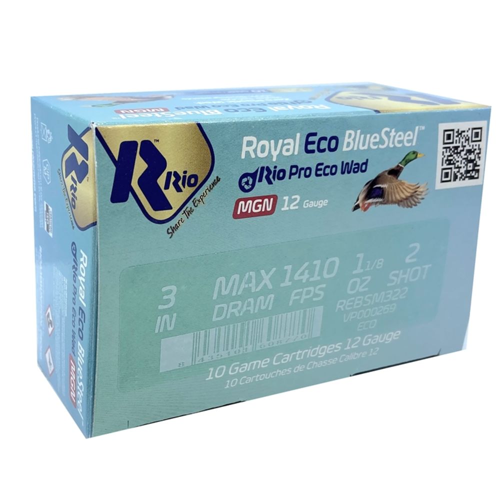 Rio Ammunition Royal ECO BlueSteel Magnum Shotgun Ammo 12 Gauge 3 in 1-1/8 oz #2