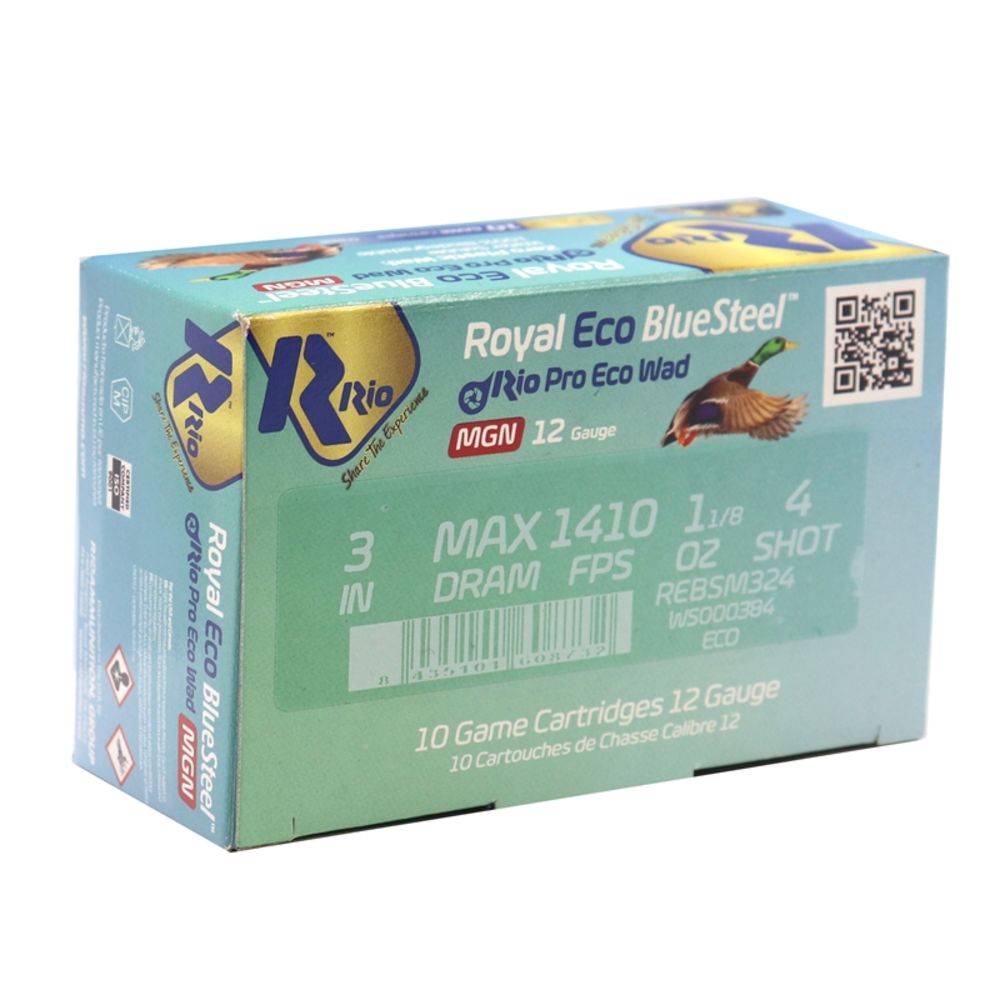 Rio Ammunition Royal ECO BlueSteel Magnum Shotgun Ammo 12 Gauge 3 in 1-1/8 oz #4