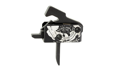 Rise Armament RA-140F-LFOD-AWP Flat AR Trigger Super Sporting Live Free or Die Anodized Black White Anti-Walk Pins