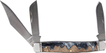 ABKT Roper Lahar 3.25" 3-Blade Stockman Pocket Knife with Wood Resin Handle