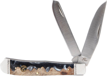 ABKT Roper Lahar 3.25" 2-Blade Trapper Pocket Knife with Wood Resin Handle