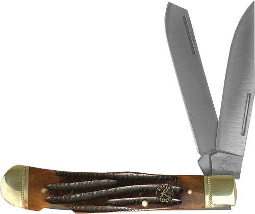 ABKT Roper 3.25" Lockback Trapper Knife Carbon Steel Blade Coffee Bone Handle