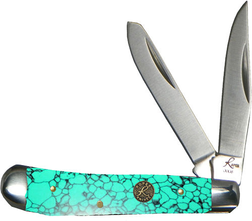 ABKT Roper Stone Peanut 2-Blade Knife Sea Foam Color Handles