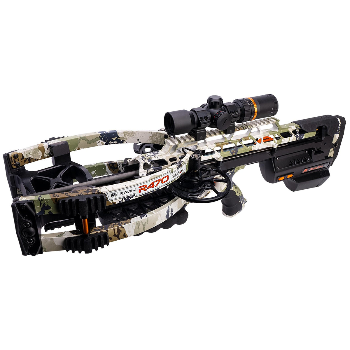 Ravin R470E XK7 Camo 470fps Crossbow with 100-Yard Illuminated Scope