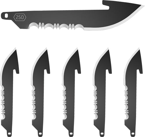 Outdoor Edge 6-Pack 2.5" Black Serrated Drop Point Replacement Blades