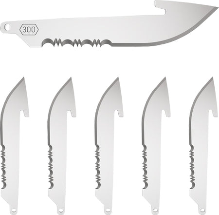Outdoor Edge 6-Pack 3" Black Serrated Drop Point Replacement Blades