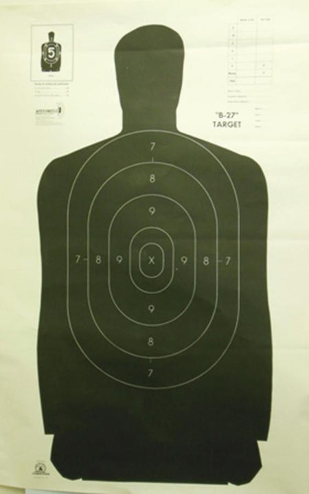 Speedwell NRA Police Silhouette Qualification Target Black 24" x 45" 100 Pack B-27 50 Yard
