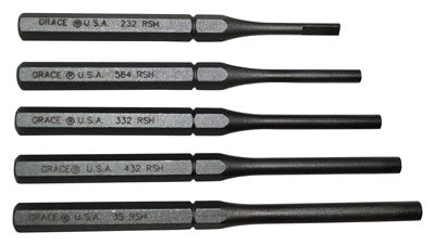 Grace USA 5pc Roll Pin Holder Punch Set Bainite Hardened Steel