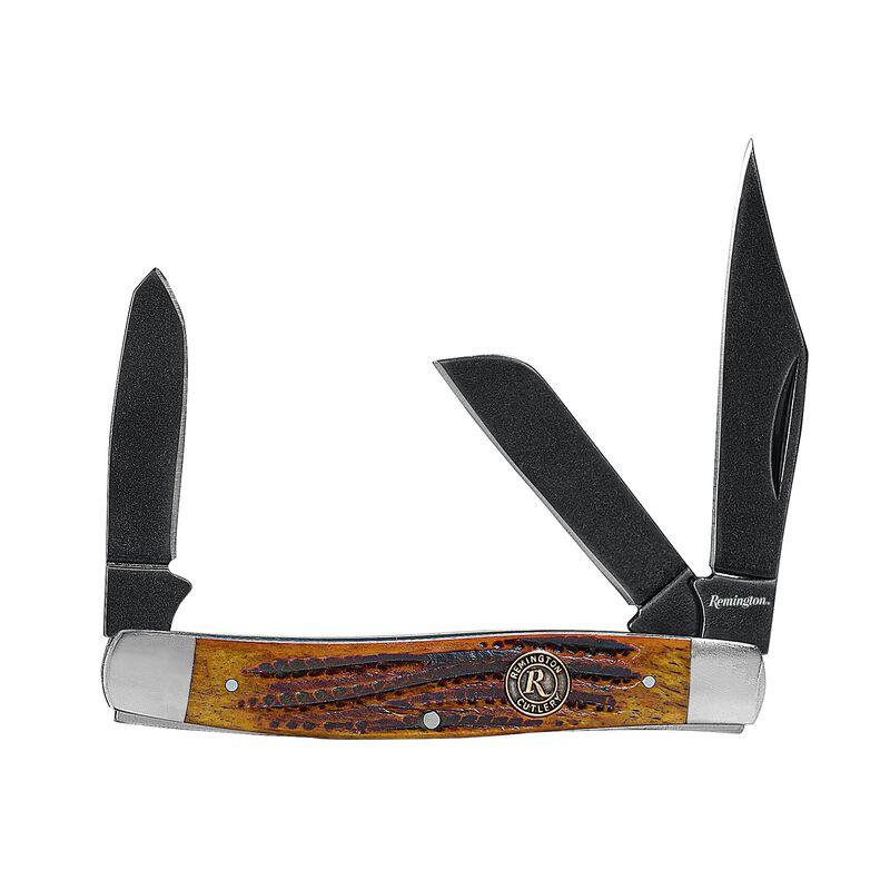 Remington Backwoods Brown Jigged Bone Handle Stockman Folder Knife