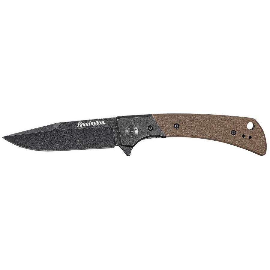 Remington EDC Drop Point Folding Pocket Knife 4in Tan Stone Washed