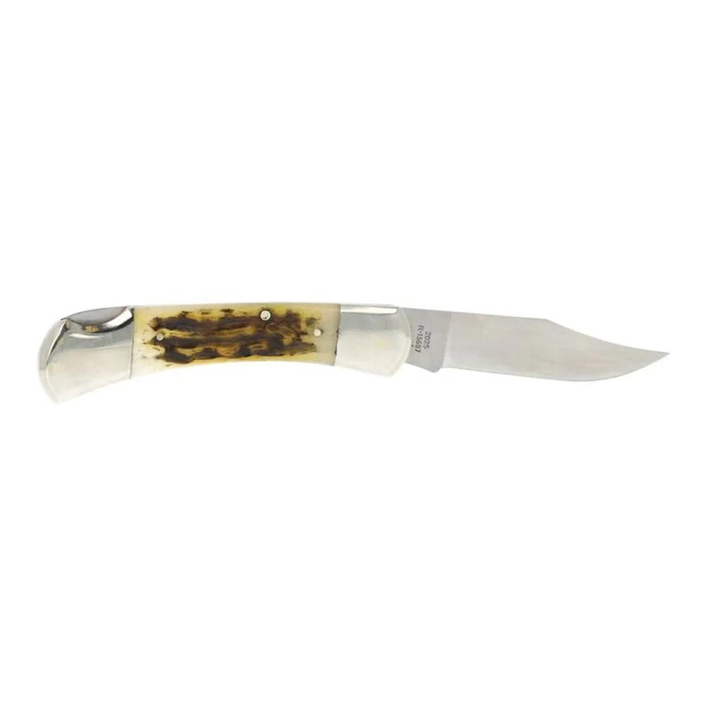 Remington Ole Granddad Bullet Folding Knife Stag Bone Handle 440-C Blade