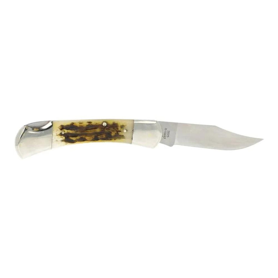 Remington Ole Granddad Bullet Folding Knife Stag Bone Handle 440-C Blade
