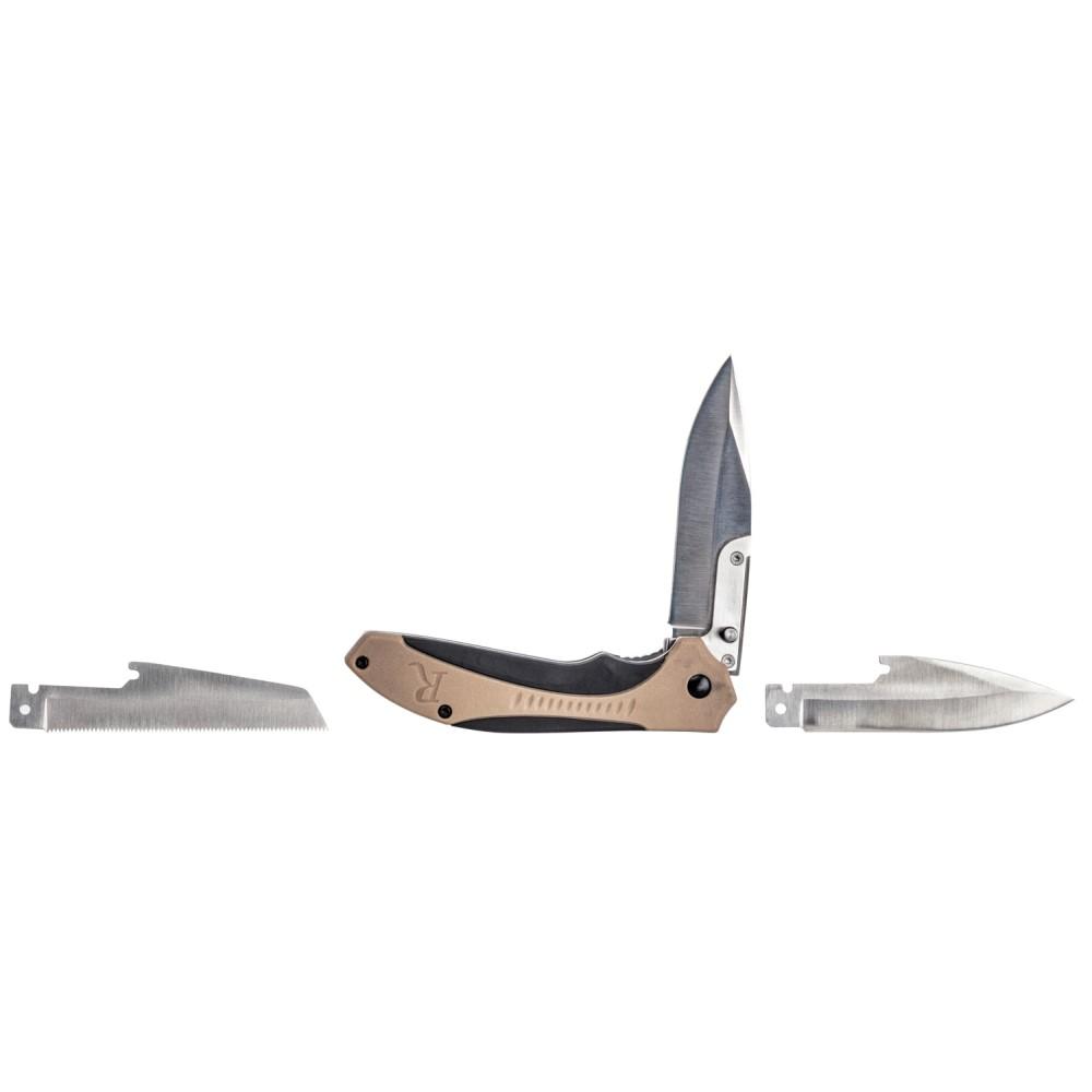 Remington RXB Folding Pocket Knife with Multi Blades 4-1/2" Tan and Black