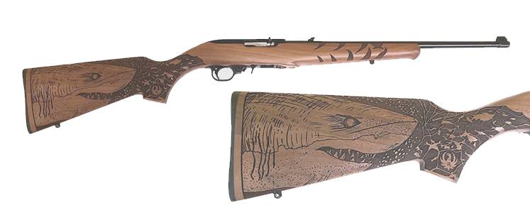 10/22 GREAT WHITE 22LR BL/WD # 31148 ENGRAVED GREAT WHITE