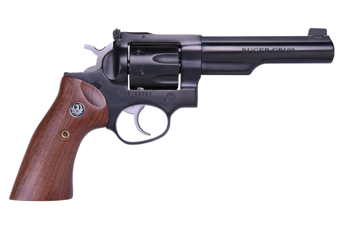 GP100 327FED BLUE 5" HALF LUG 1769 ADJ SGTS/WALNUT GRIPS