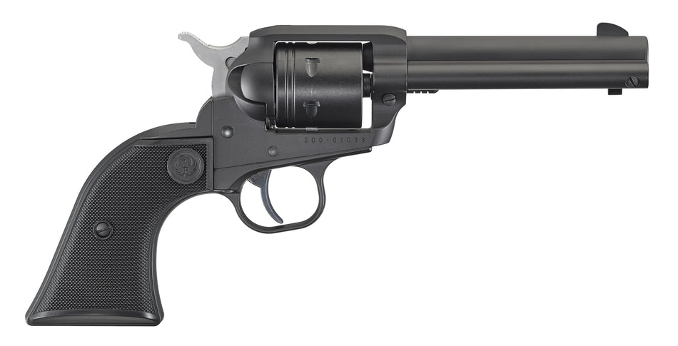 Ruger 2002 Wrangler 22 LR 6 Shot 4.62" Black Cerakote, Black Cerakote Aluminum Frame & Cylinder Black Checkered Polymer Grips