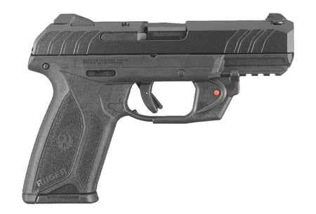 Ruger 3816 Security-9 9mm Luger 4" Barrel 15+1, Black Polymer Frame With Picatinny Acc. Rail, Front Serrated Black Oxide Steel Slide, Manual Safety, Includes Viridian Red Laser