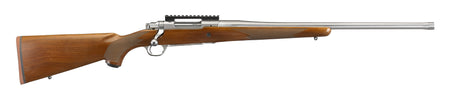 Ruger 57105 Hawkeye Hunter Full Size 6.5 PRC 3+1 22" Satin Stainless Steel Threaded Barrel, Picatinny Rail Steel Receiver, Fixed American Walnut w/Pistol Grip Stock