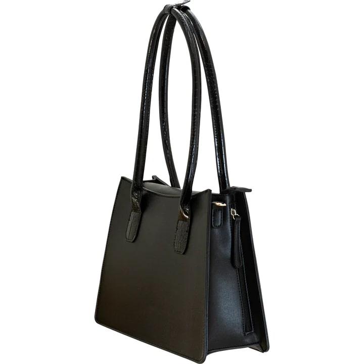 Cameleon Myla Black Vegan Leather CCW Tote Bag Concealed Carry Purse