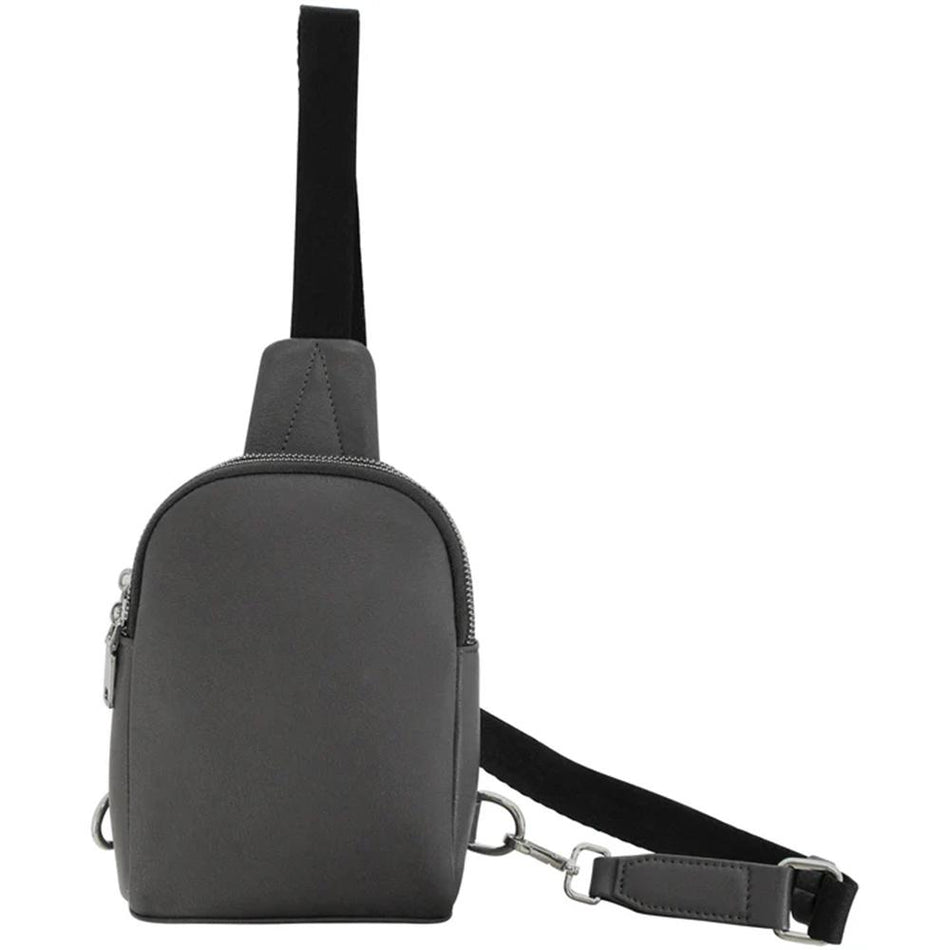Cameleon Stav Compact Leather Sling Bag with Concealed Carry Pocket Black