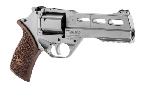 Chiappa Firearms CF340247 Rhino 50SAR *CA Compliant 357 Mag 6 Shot 5" Nickel-Plated Steel Barrel & Cylinder, Nickel-Plated Aluminum Frame & Barrel Shroud, Picatinny Rail, Walnut Grip