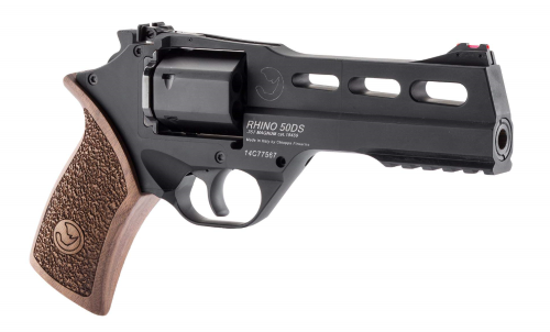 Chiappa Firearms CF340246 Rhino 50SAR Medium Frame 357 Mag 6rd 5" Black Anodized Steel Vent Rib Barrel, Black Cylinder, Black Anodized Aluminum Frame w/Picatinny Rail, Walnut Grip, Exposed Hammer