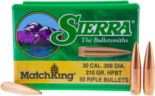 Sierra .30 Cal .308 210gr HPBT MatchKing Reloading Bullets 50ct
