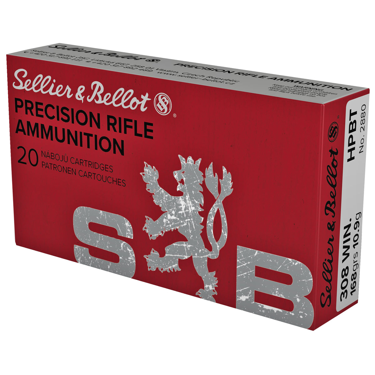 Sellier and Bellot Precision Rifle .308 Win / 7.62x51mm 168 grain Hollow Point Boat Tail ammunition