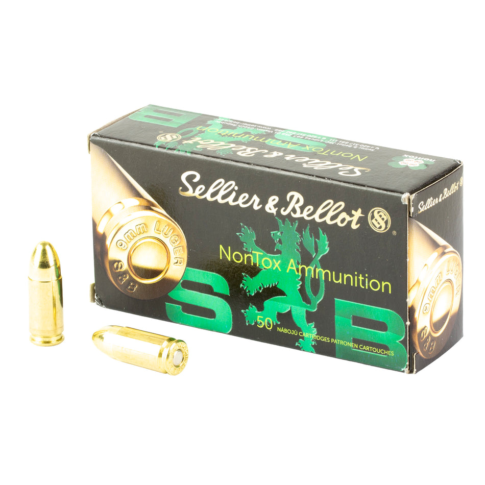Sellier and Bellot NonTox 9mm Luger / Parabellum 124 grain Full Metal Jacket ammunition