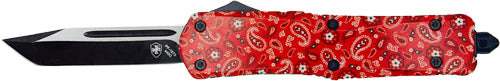 Templar Knife Small OTF 2.75" Tanto Red Bandana Design Black