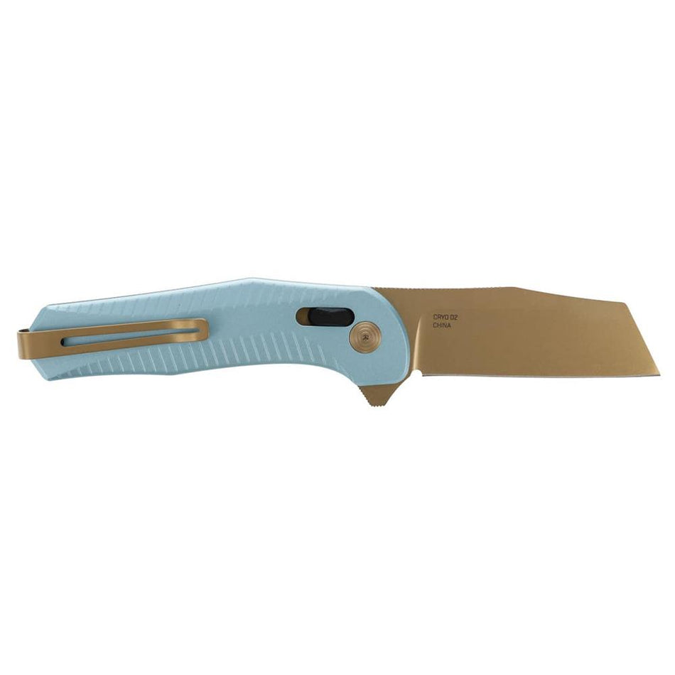 SOG Diverge XR D2 Steel Sheepsfoot Folding Knife 3" Gold and Light Blue