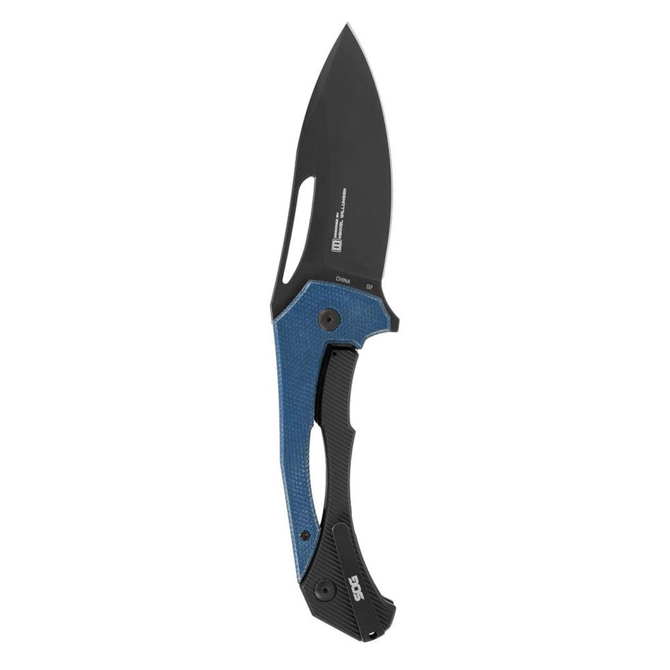 SOG Knives Bulwark FLK 3" Drop Point Folding Knife Micarta Handle Blue Box