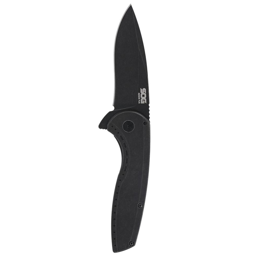 SOG Aegis FLK 2.0 3-1/4" Drop Point Folding Pocket Knife Black