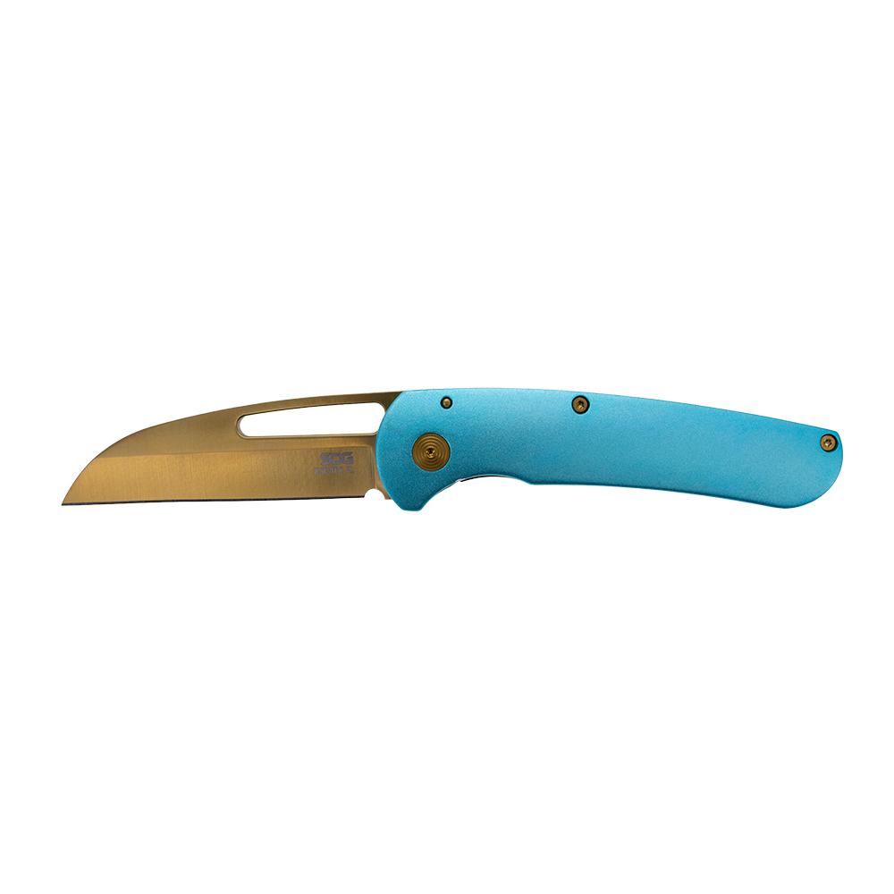 SOG Escape FL Folding Pocket Knife 3-Inch Sheepsfoot Blade Blue Gold Finish