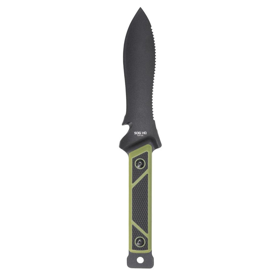 SOG Rip Tide Fixed Blade 6.5" Powder-Coated Spear Point Black Green