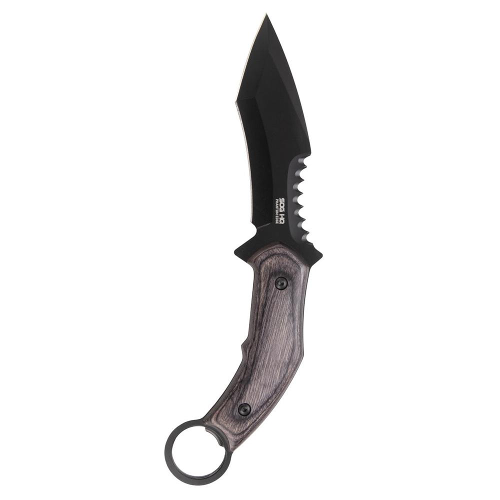 SOG Phantom Edge 4-3/4" Tanto Fixed Blade Knife Black w/ Sheath