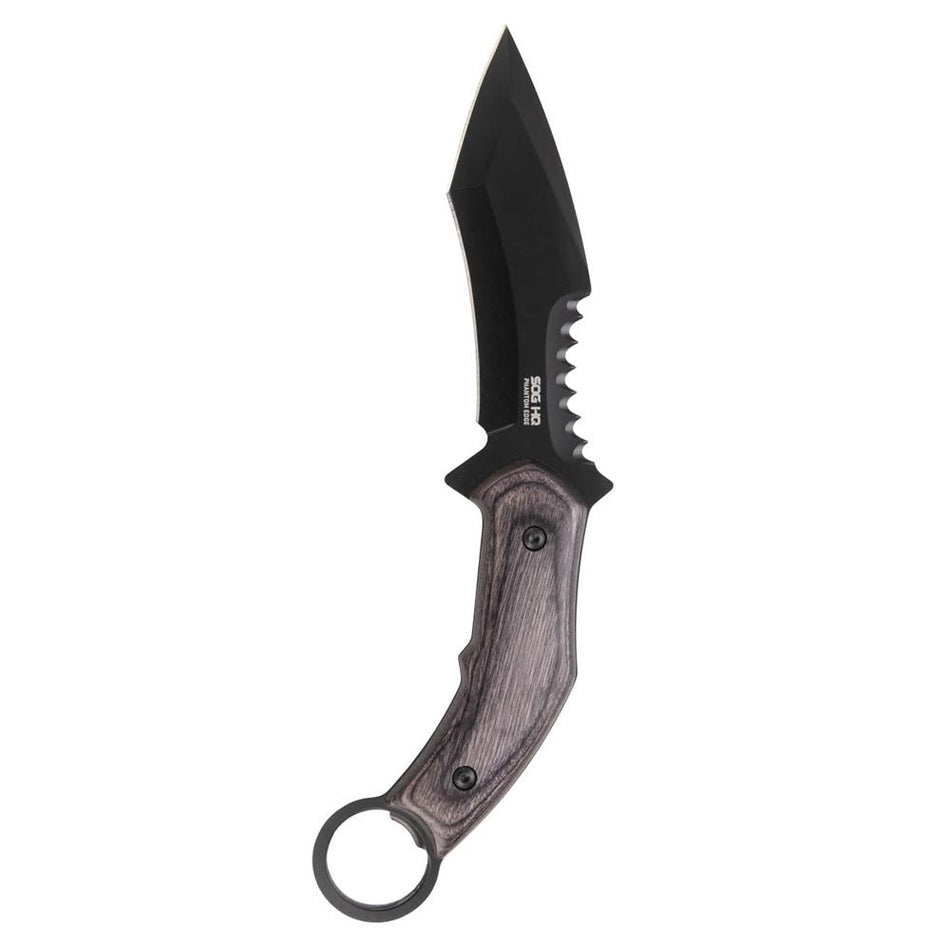 SOG Phantom Edge 4-3/4" Tanto Fixed Blade Knife Black w/ Sheath