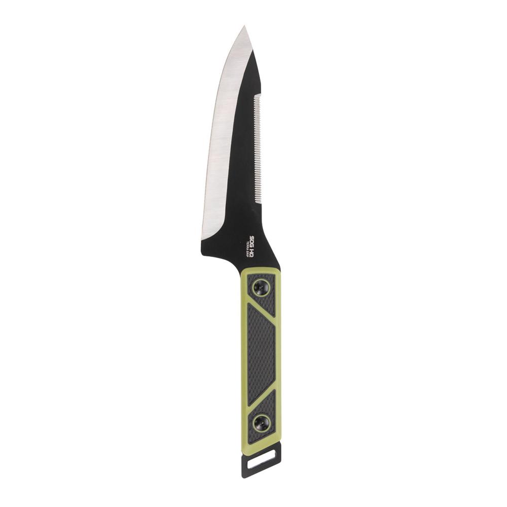 SOG TerraGrip Outdoor Camp Knife 6-7/10" Drop Point Blade Green Black