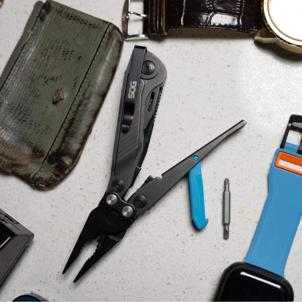 SOG Flash MT Urban Grey & Cyan Multi-Tool with CRYO D2 Blade