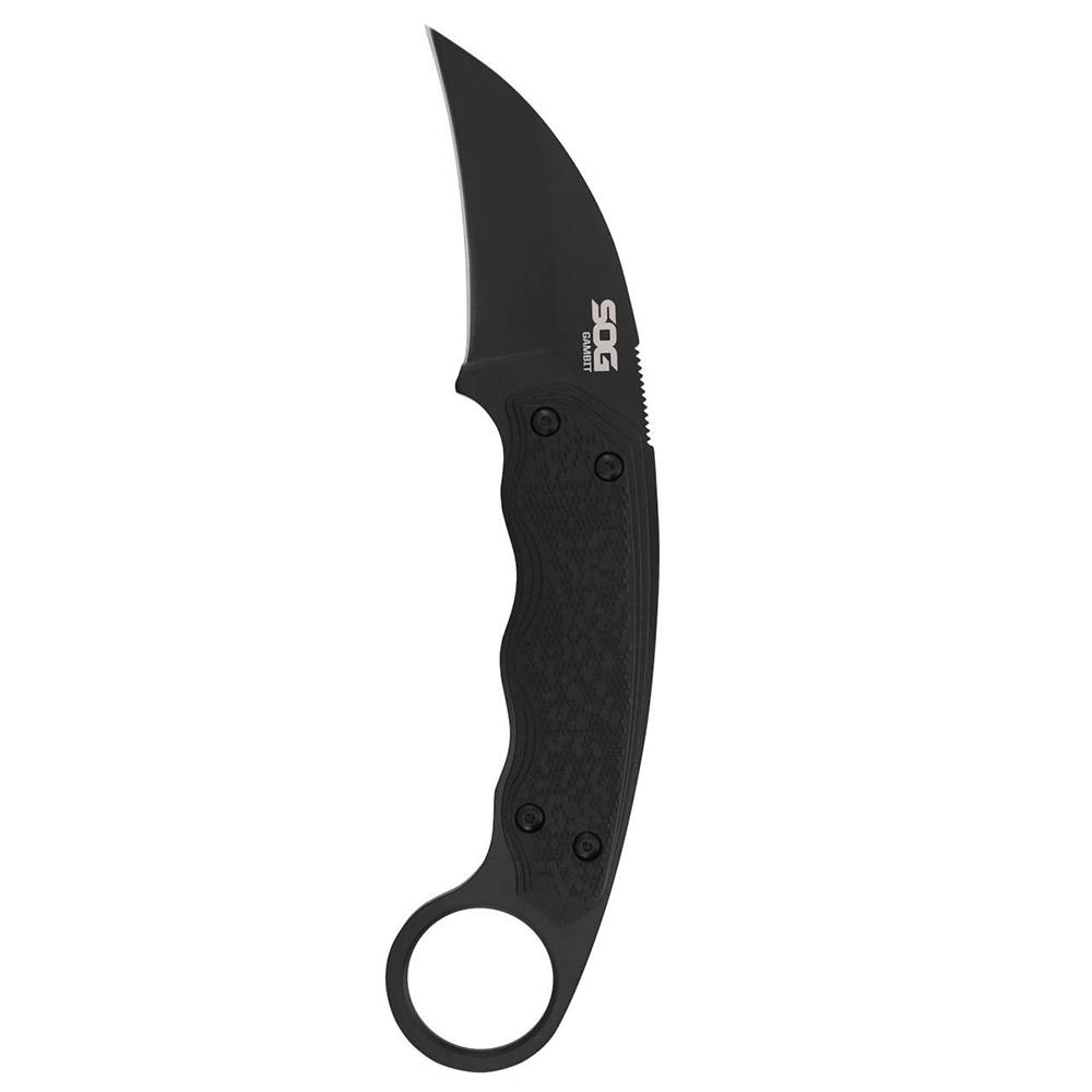 SOG Gambit Black Fixed Blade Knife 2-3/5" Sheepsfoot Blackout