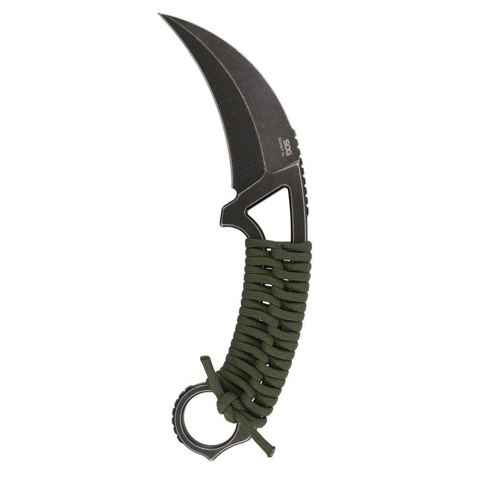 SOG Gambit XL Karambit Fixed Knife 4 Inch Blade OD Green