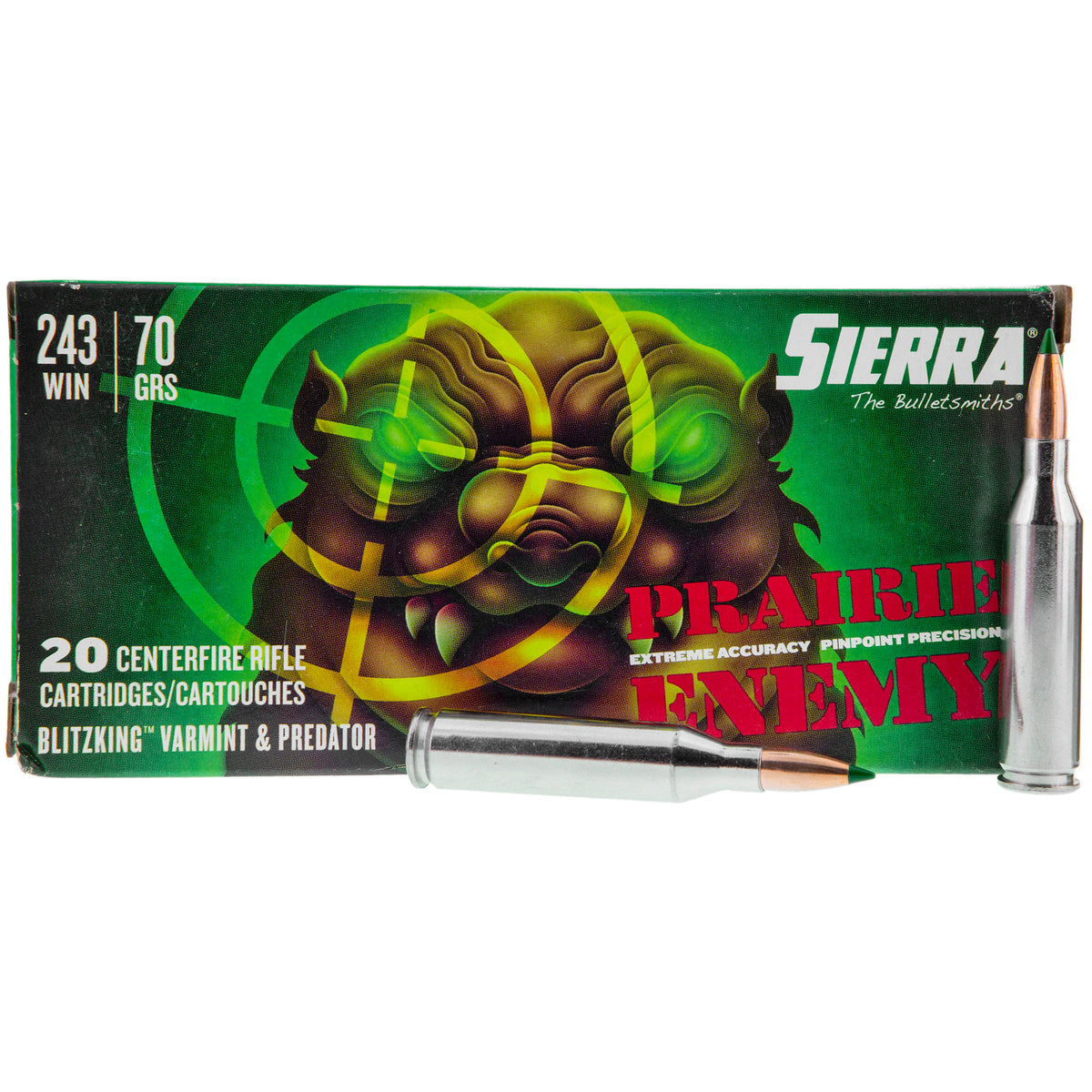 Sierra Prairie Enemy Sierra BlitzKing 70 Grain .243 Winchester 3450 fps