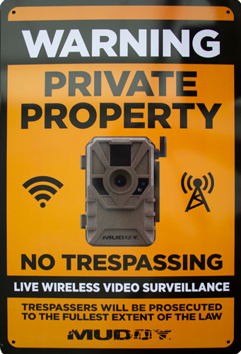 Muddy 8"x12" Live Wireless Video Surveillance Security Sign