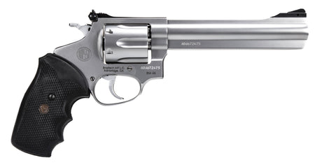 Rossi 2RM669 RM66 357 Mag 6 Shot 6" Satin Stainless Steel Barrel, Cylinder & Frame Black Checkered Rubber Grip